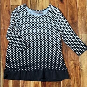 Chico’s black and white polka dot three quarter sleeve top - size 2